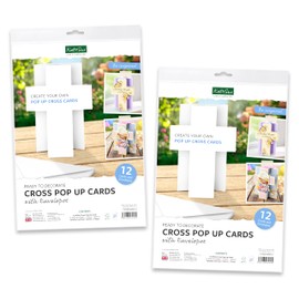 Katy Sue White Cross-Shaped Pop Up Cards (Card Blanks) with Matching Envelopes - 24 Pack (24 Cards, 24 Envelopes). Cards are 5 x 7 Inches or 127 x 178 Millimetres