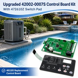 Upgraded 42002-0007S Control Board with 472610Z Switch Pad for Pentair MasterTemp 200/250/300/400 and Max-E-Therm SR200/SR333/SR400NA Series Pool/Spa Heater， Replace 461105