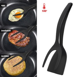 Egg Flipper spatula and 304 Stainless Steel fish Spatula, 2 in 1 Grip and Flip Spatula Tongs, Egg Spatula Flipper Tong for Cooking, fish spatulas for nonstick cookware with Multipurpose BBQ(Set of 2)