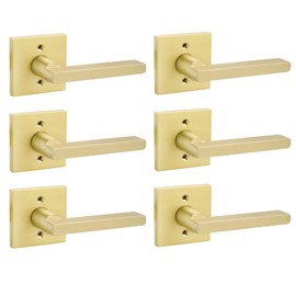 goldenwarm Brushed Gold Dummy Door Handle – Non-Turning Decorative Interior Lever for Pantry, French Doors & Closets (6 Pieces)