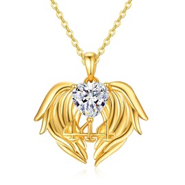 AENEAS 444 Angel Number Necklace Sterling Silver Gold Filled Angel Wings Heart Pendant Jewelry Gift for Women