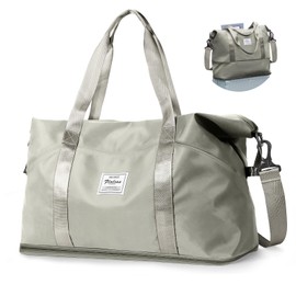 Travel Duffel Bag,Sports Tote Gym For Spirit Airlines Personal Item Bag 18x14x8 Foldable,Carry on Shoulder Expandable Weekender Overnight for Women,GreyBrown