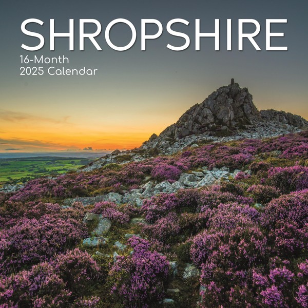 2025 Square Wall Calendar, Shropshire, 16-Month Scenic Britain Theme with