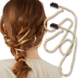 Ylapagne Hair Jewelry Copper Chains Hairpins Hair Wheat Charms Tassel for Women Barrettes Braided Hair Accessories Ponytail Headwear Gold Color 2 Pcs