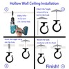 Heavy-Duty Ceiling Hook for Multiple Surfaces - Supports 40 lbs,