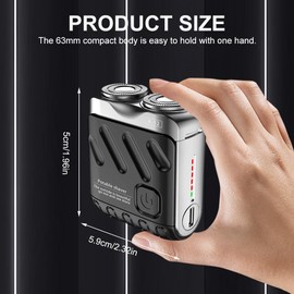Rasierer Herren Elektrisch, 9000 U/min IPX7 Wasserdichter Mini Rasierer, Magnetischer Doppelring-Scherkopf, mit 9 Scharfen Stahlklingen, Tragbarer Elektrischer Rasierer für Zuhause, Auto, Reisen