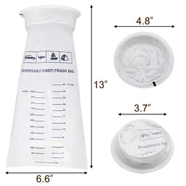 ATDAWN - Bolsa de 50 bolsas de vómito desechables, bolsas de náuseas para aviones y coches, Blanco