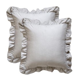 Cushion Cover 45x45cm Fashionable Pillowcase White Ruffle Wedding 12 Colors (Light Gray 2 Pieces, 45 x 45 cm)