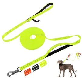 Fida Long Leash for Dogs with Traffic Handle,30ft 50ft Long Dog Leash Reflective Puppy Obedience Recall Training Agility Lead Soft Padded Design for Small Medium Large Breeds(50ft,Neon Yellow)
