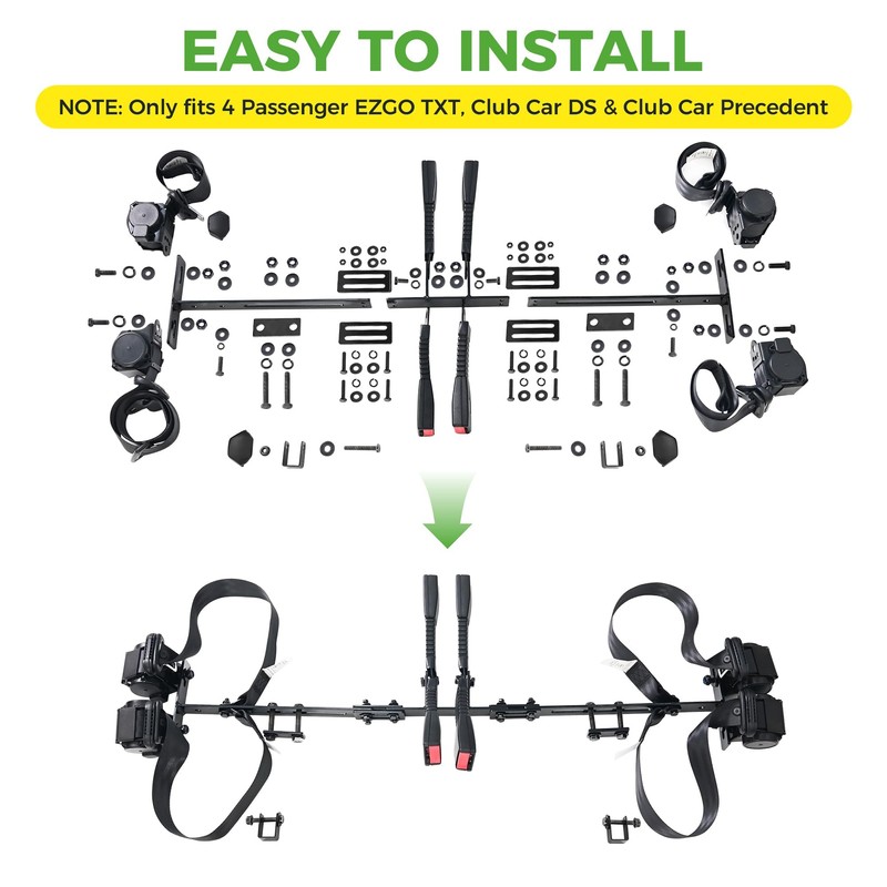 10L0L 3-Point 4 Passenger Seat Belt Bracket Kit for EZGO