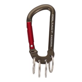 Sankyo Corporation DT-AKT-385 DBLTACT Aluminum Carabiner with Key Ring 4 Strands Gun Metal (S) x Red