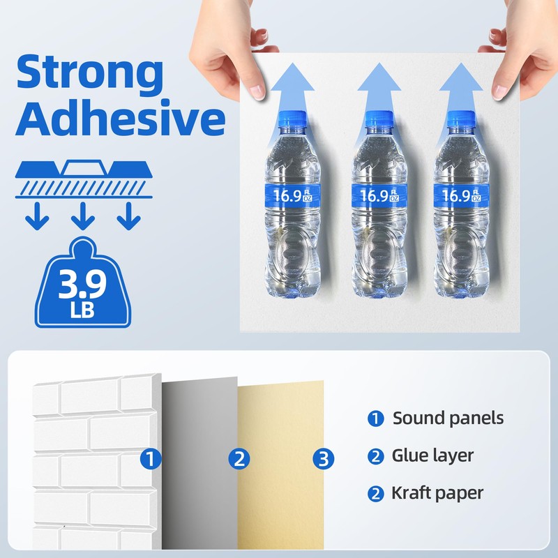 20 Pack Acoustic Panels with Self Adhesive, 12" X 12"