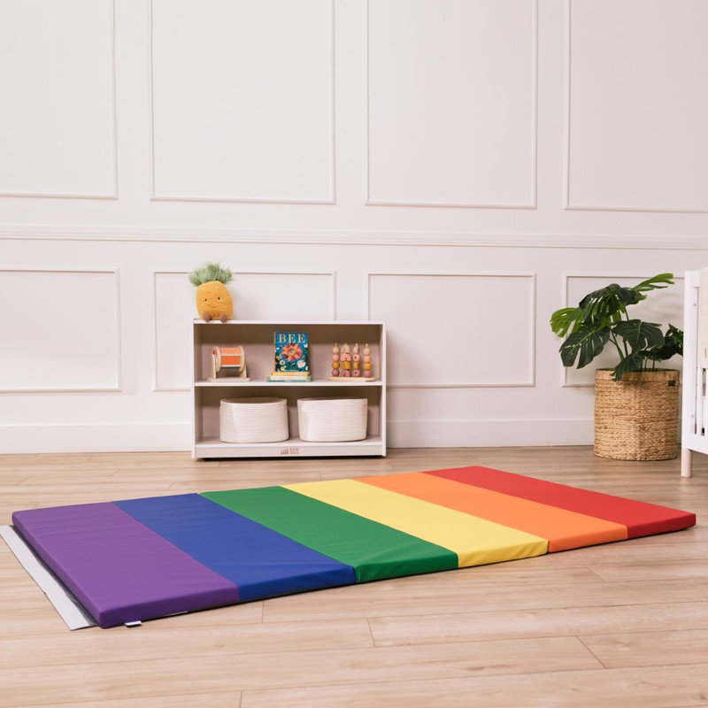 ECR4Kids SoftZone 6-Section Rainbow Runway Activity Mat, Folding Playmat, Assorted