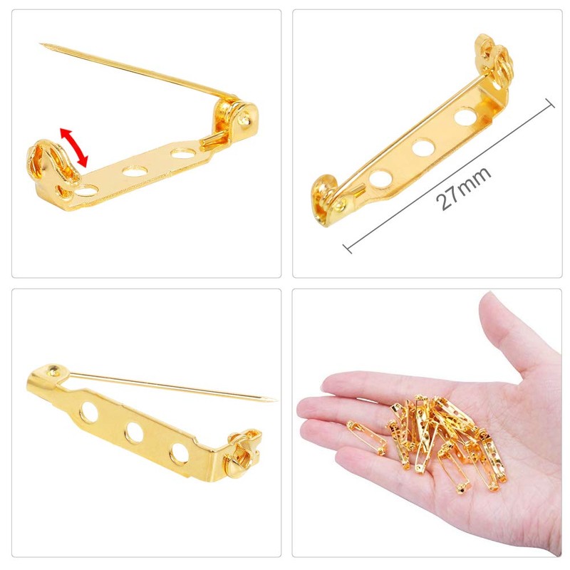 TRIXES 100PC Brooch Pins – Safety Clasp with Back Bar