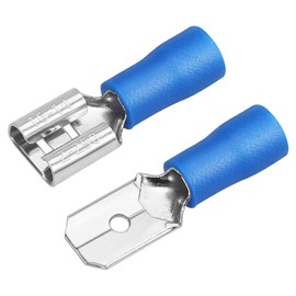 200 Pcs Female and Male Quick disconnects Spade Terminals, Blue Electrical Crimp Terminal 16-14 AWG (6.3mm) (Female-100pcs/Male-100pcs)