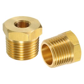 QUARKZMAN Pack of 2 1/2 BSPT Male x 1/8 NPT Female Brass Reducer Hexagonal Thread Pipe Fitting, Brass Thread Adapter for Water, Gas, Oil Pipeline Systems