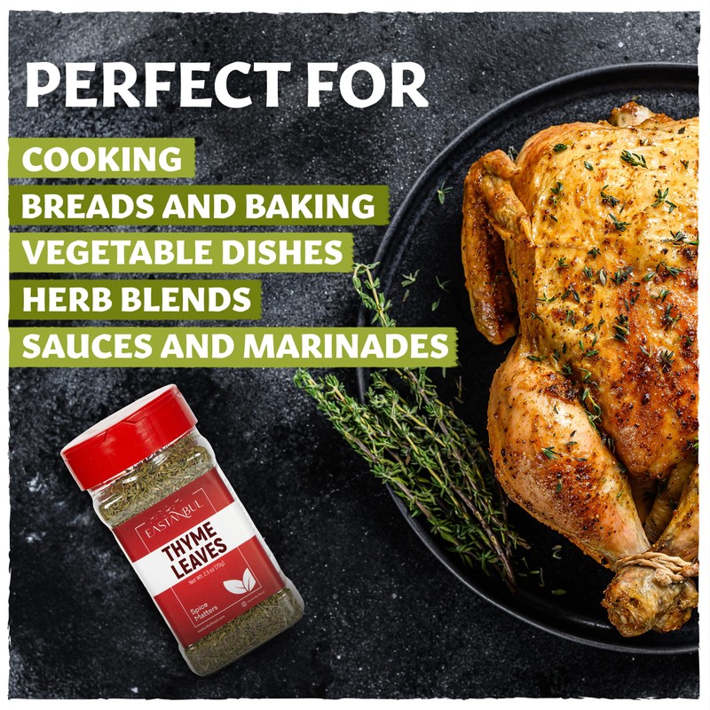 Eastanbul Thyme Leaves, 2.5oz, Dried Thyme Herb, Dried Mediterranean Herb,