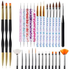 Triko Set 31 Piezas de Pinceles para Uñas y Herramientas de Punteado, Kit Profesional para Rubber para Uñas y Arte 3D, Incluye Delineadores y Pincel p