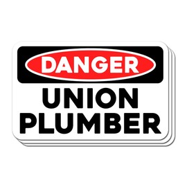 (3 Pcs) Funny Danger Union Plumber Sticker - Bold Toolbox Decal for Hard Hat, Pipefitter Gear, Laptop, Garage, Union Pride Gift for Plumbers 3 Inches