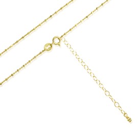 Sea of Ice Collar de plata de ley con cuentas alternativas de corte de diamante de 1 mm para mujer, talla 14 a 36 pulgadas Italia, Metal