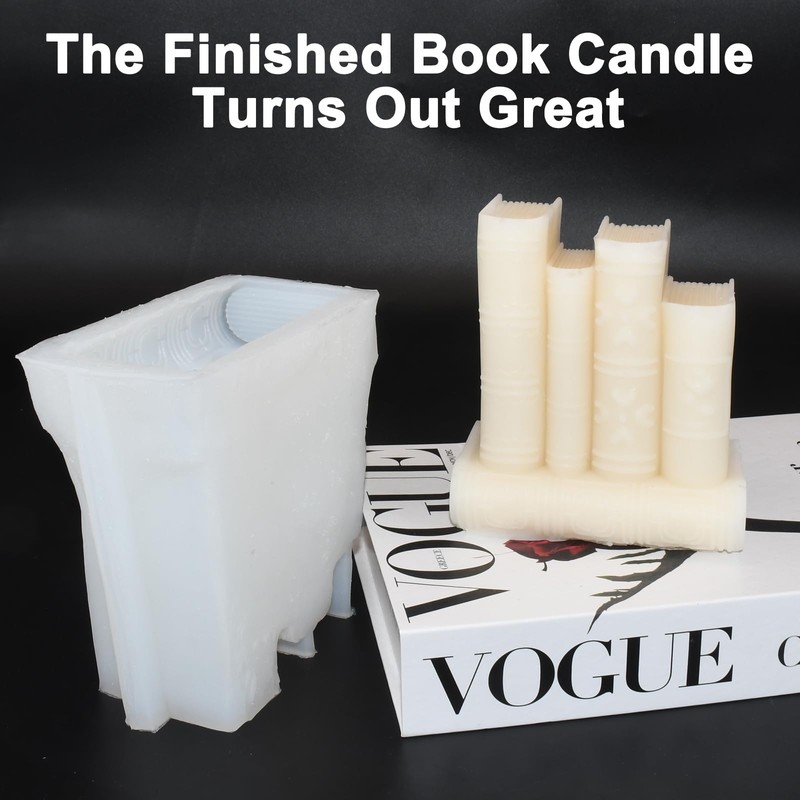 3D Book Silicone Candle Mold Large Retro Book Shape Silicone