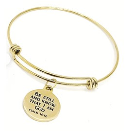 Scripture Gifts, Be Still And Know That I Am God Charm Bracelet, Stacking Bangle, Psalm 46 10, Scripture Quote, Christian Gift, Gift For Her
