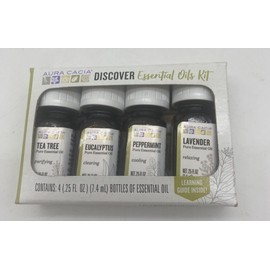 Aura Cacia Discover Essential Oils Kit 4 Pack Bottles 0.25 oz NEW AuraCacia oil
