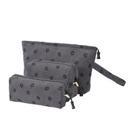 ZOEMTIU - Juego de bolsas de cosméticos pequeñas para mujer, bolsas de maquillaje portátiles de pana con bolsillos interiores (organizador grande), bonitas bolsas de cosméticos de pana pequeña bolsa