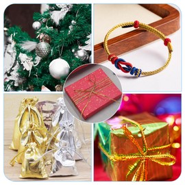 Cheriswelry 2 Roll 1.5mm Embroidery Thread Gold Silver Metallic Thread Machine Embroidery Friendship Bracelets Cords Ornament Wire for Computerized Sewing Craft Jewelry Making