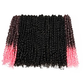 10 Inches 9 Packs Passion Twist Crochet Hair-Mixed Color Combo Pack(7 packs 1B+2 packs T1B/Pink), Pre-twisted Pre Looped Synthetic Hair Extensions For Black Women and Kids(10"-9 Packs,1B+TPink)