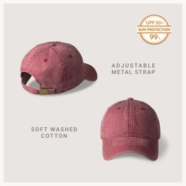 CHOK.LIDS Everyday Vintage Baseball Cap for Men and Women Unisex Adjustable Lightweight Polo Style Curved Brim (Vintage Burgundy)