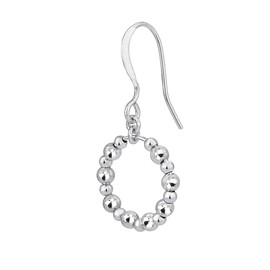 Vanbelle Sterling Silver Jewelry - Rhodium Plated with 925 Stamp - Beaded Circle Drop Earring - Elegant Handcrafted for Women