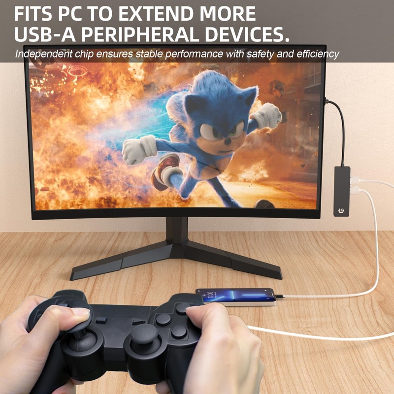 USB C Hub, TOTU 4-Port USB C Hub Extra Light