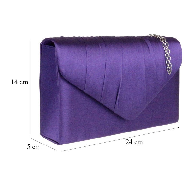 Girly Handbags Womens Satin Pleated Clutch Bag (Denim)