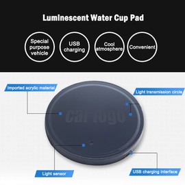 2Pcs LED Car Cup Holder Pads  7 Colors Changing USB Charging Mats Bottle Coasters Car Lamps