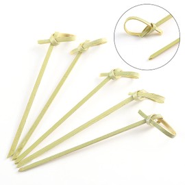 Natural Bamboo Cocktail Picks With Looped Knot Great for Cocktail Party Barbeque Snacks Club Sandwiches Bamboo Fancy Sticks Hold Food on Stick Together,100Pieces,4 Inches