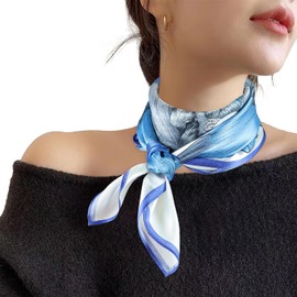 RIIQIICHY Women's Scarf, 100% Silk, Square, Office Uniform Scarf, blue buttons