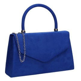 Kendall Suede Velvet Envelope Womens Party Prom Wedding Clutch Bag Purse Bag - Royal Blue One Size