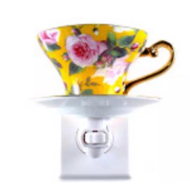 cal mart gifts Elegant tea cup Porcelain wall plug-in night light !