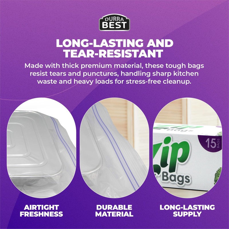 DURRA BEST. 2 Gallon Extra Large Storage Zip Bags -