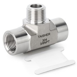 TAISHER 1PCS Forging of 304 Stainless Steel Tee Pipe Fittings, 3/8" NPT Female x 3/8" NPT Male x 3/8" NPT Female Pipe Fittings, Male Branch Tee