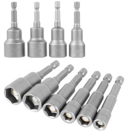 Anhoer Magnetischer Sechskant-Steckschlüsselsatz, 6–19 mm, Sechskantschaft, Sechskant-Bit-Set, 1/4 Zoll, magnetischer Bohrer-Bit-Set, Schraubenschlüssel-Adapter für Elektroschrauber, 10 Stück