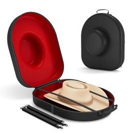VTRIN Cowboy Hat Box for Travel, Crush Proof Western Hat Holder Storage, Fits Most Sizes, Up to 2 Hats, with Handle, Luggage Strap and Adjustable Shoulder Strap, Large
