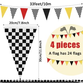 Hahafelt 131 Feet Car Them Party Pennant Banner 4 Pcs Truck Fabric Triangle Flags Bunting Garland Streamer DIY String Hanging Racing Birthday Party Decoration Garden Indoor Outdoor(Classic Color)
