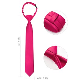 RBOCOTT Satin Hot Pink Ties for Boys Pre-tied Adjustable Kid Necktie for Age 8-12 Wedding and School Graduation(17)