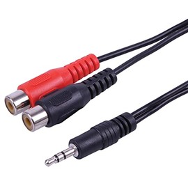 3.5MM ST PLUG TO 2X PHONO SKTS 1.8M, Audio & Video Cable Assemblies QTY X 1