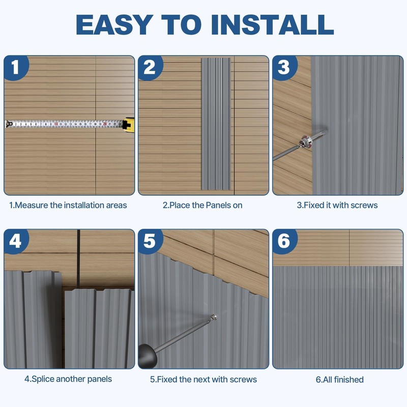 Noliven 10 Pack Corrugated Metal Roofing Panels, 6.1 ft