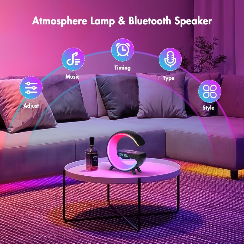 Bedside Lamp with Wireless Charger, Intelligent LED Table Lamp, Atmosphere