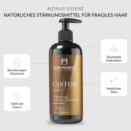 Pure Mineral - Conditioner-Free Conditioner with Castor Oil - Strengthens and Hydrates - For Brittle Hair - Omega-9 - No Sulphates, Parabens, Petrolates - 350 ml