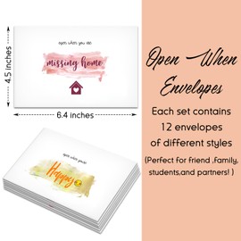 Colorful Open When Envelopes for University College Student, Leaving Home Daughter Son Gifts, Boyfriend or Girlfriend College Care Package, Long Distance Relationship Friend Gift, 12 Envelopes -02